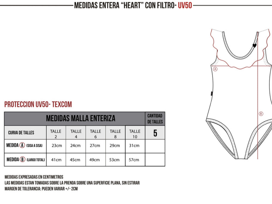 Conjunto malla niña UV+50 corazones