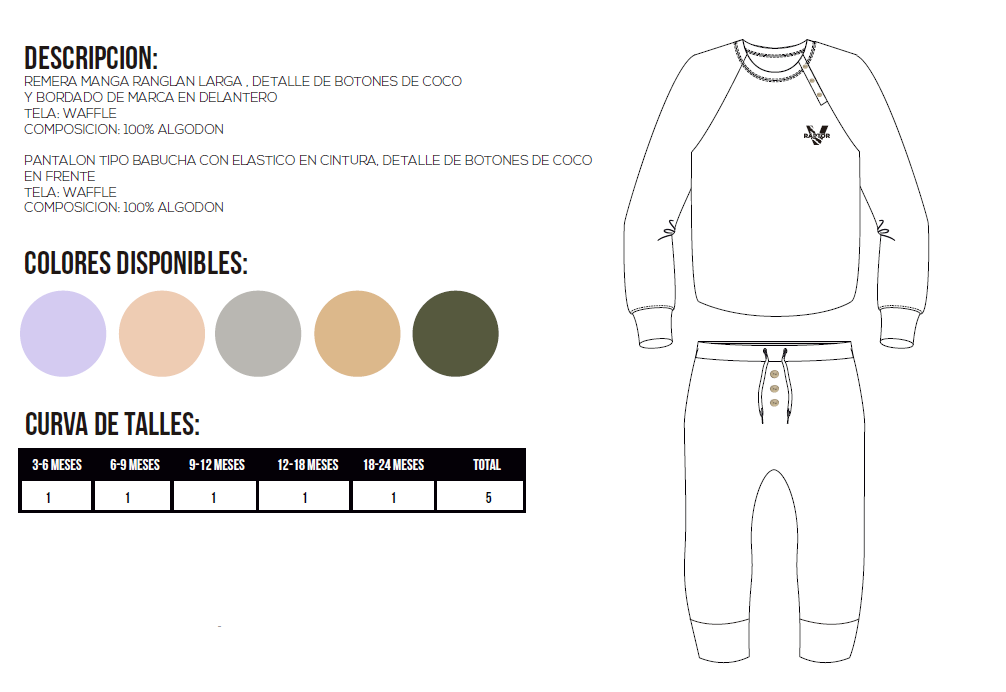 Conjunto waffle baby - remera pantalon verde