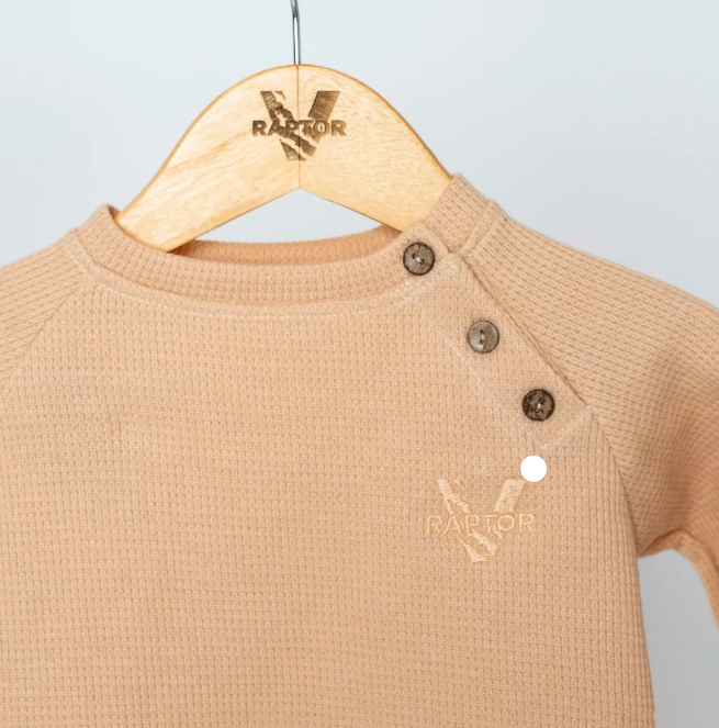 Conjunto waffle baby - remera pantalon beige