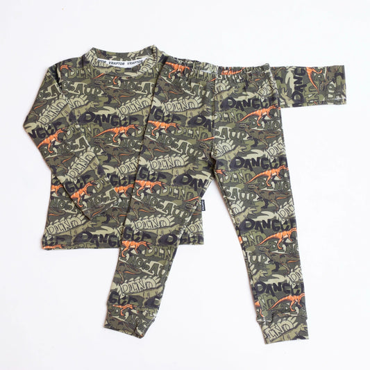 Conjunto manga larga dino danger