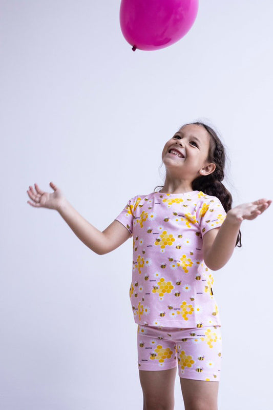 Conjunto Short Y Remera Bee pink