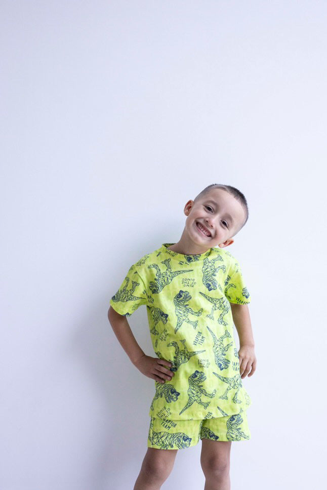 Conjunto Short Y Remera Dino Geometrico