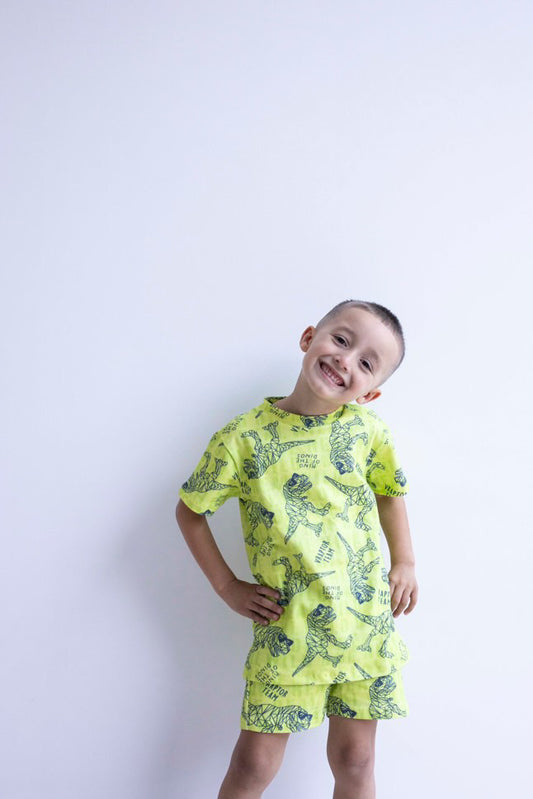 Conjunto Short Y Remera Dino Geometrico