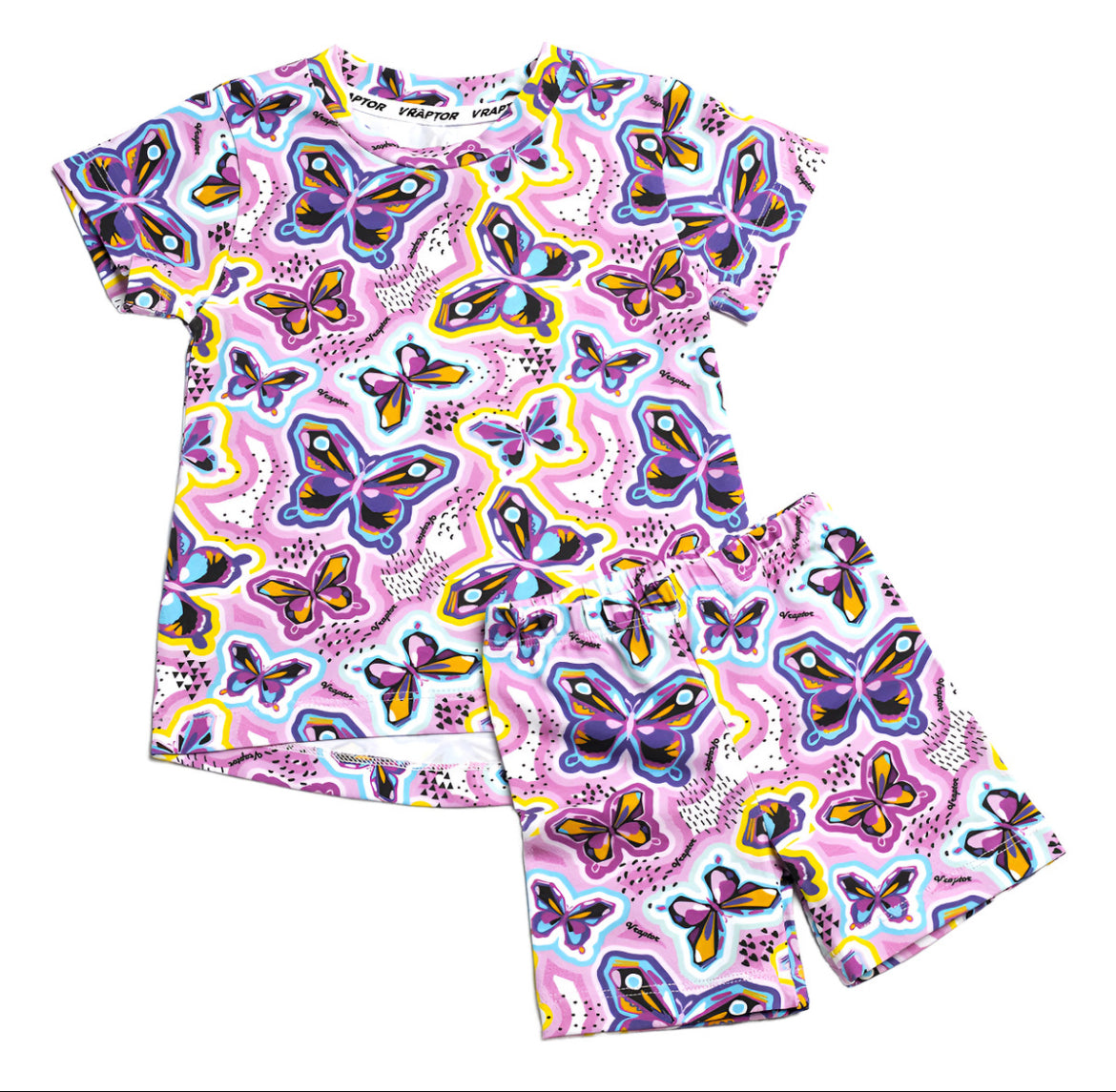 Conjunto Short Y Remera Mariposas Tecnicolor