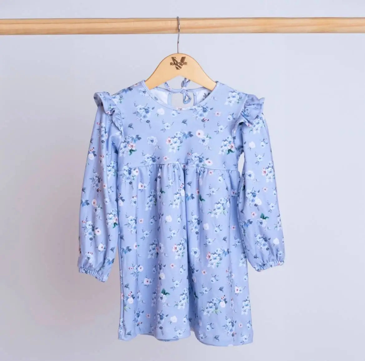 Calza y vestido kids flores celestes