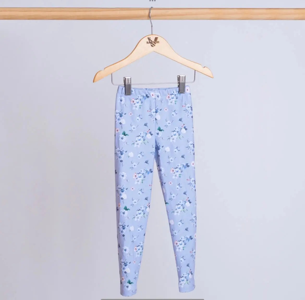 Calza y vestido kids flores celestes