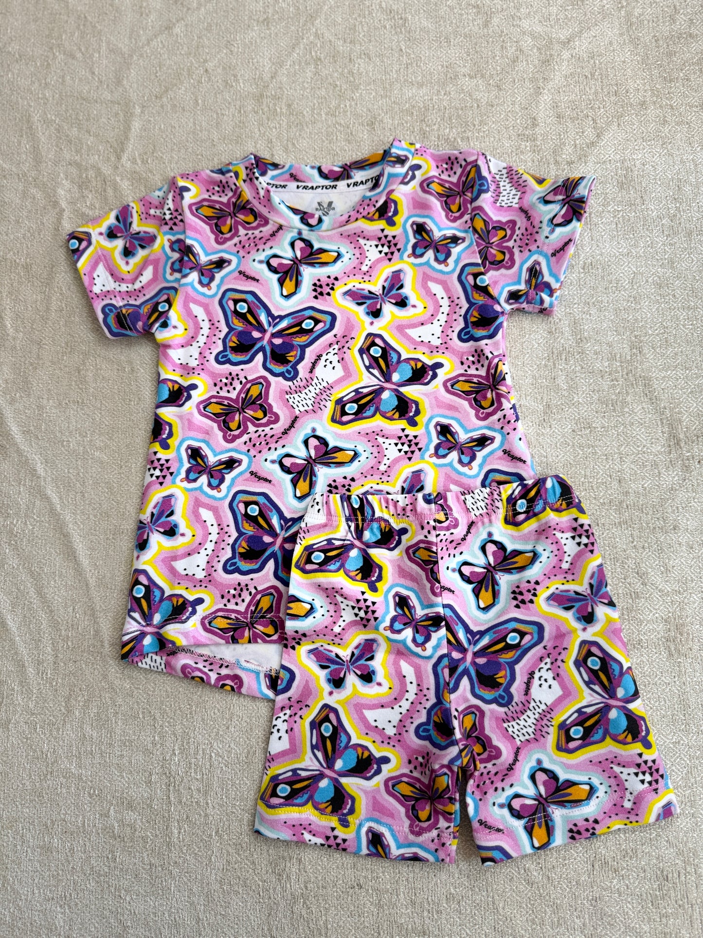 Conjunto Short Y Remera Mariposas Tecnicolor