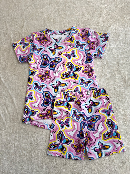 Conjunto Short Y Remera Mariposas Tecnicolor