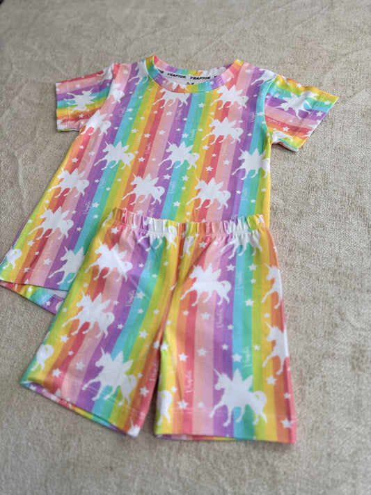 Conjunto Short Y Remera Unicornio