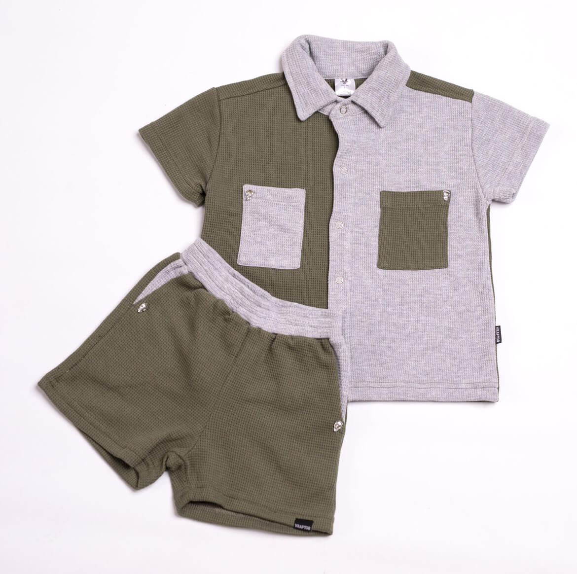 Waffles cortos - Verde y gris