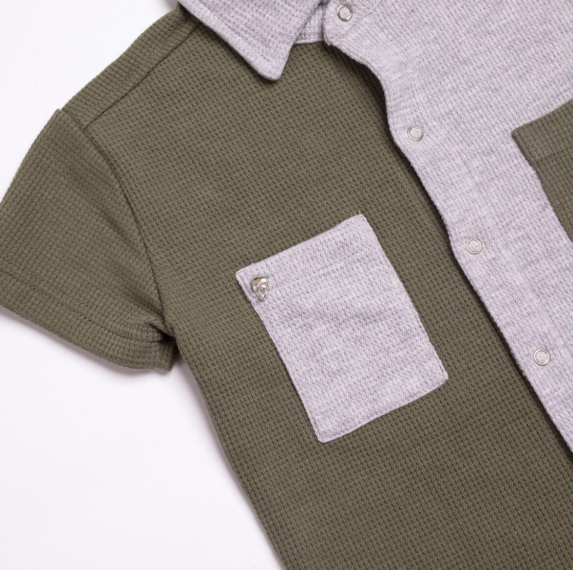 Waffles cortos - Verde y gris