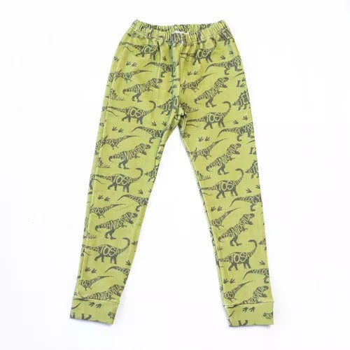 Conjunto manga larga dino verde