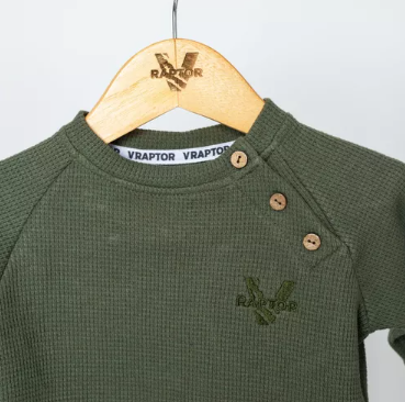 Conjunto waffle baby - remera pantalon verde