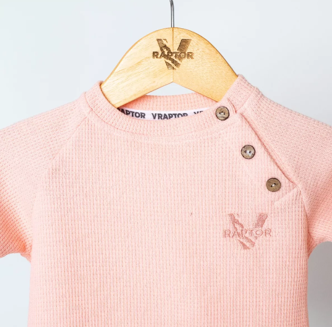 Conjunto waffle baby - remera pantalon rosado