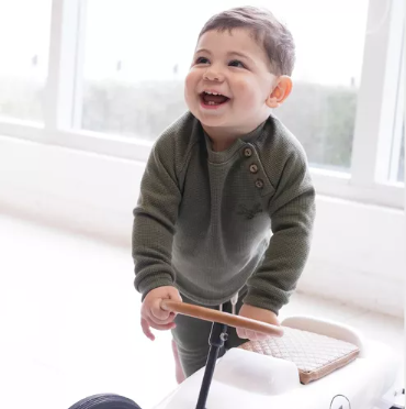 Conjunto waffle baby - remera pantalon verde