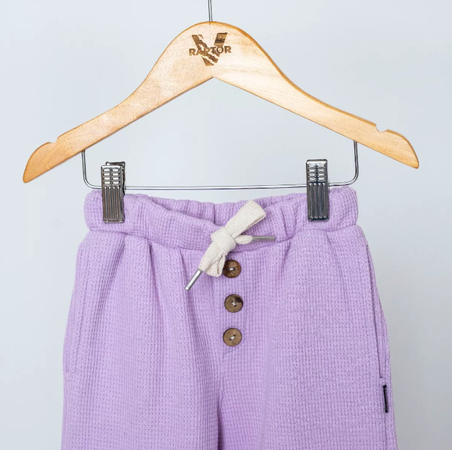 Conjunto waffle kids - remera pantalon lila