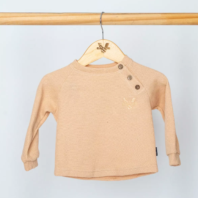 Conjunto waffle baby - remera pantalon beige